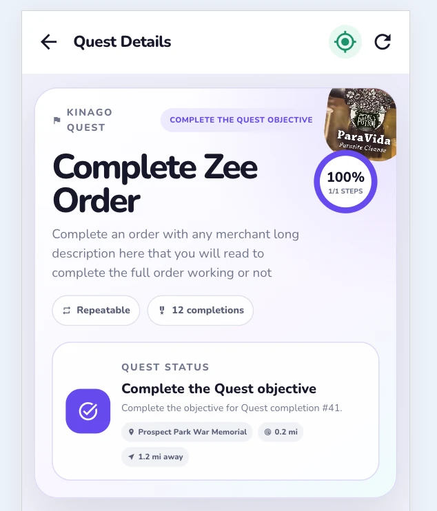 Kinago Quest mobile experience placeholder